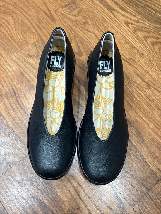 Fly London Shoes - FLY London Black Leather Slip-On Flats Platform 35/5
